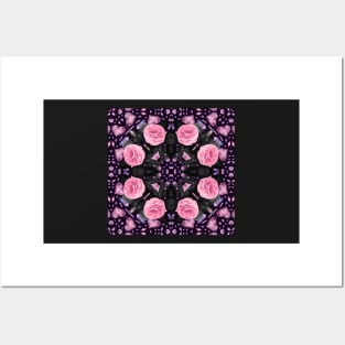 Crystal Hearts and Flowers Valentines Kaleidoscope pattern (Seamless) 27 Posters and Art